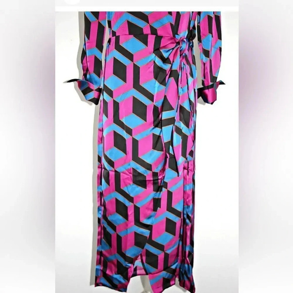 *Final Price* House of Harlow Satin Wrap 52" Maxi Geometric Med EUC Revolve - Picture 4 of 11